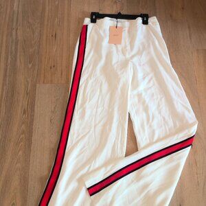 La Ligne Le Tuxedo Pant in White with Red and Navy stripe - NWT Size 8